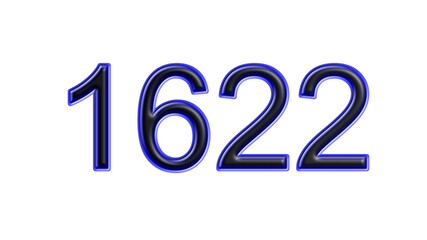 blue 1622 number 3d effect white background