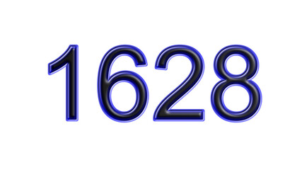 blue 1628 number 3d effect white background
