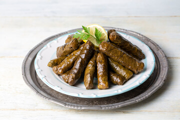 Traditional delicious Turkish foods; stuffed leaves (yaprak sarmasi)