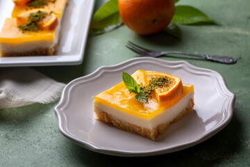 A delicious Turkish dessert; Etimek dessert with orange, orange cake, orange milk cake (Turkish name; Portakalli etimek tatlisi)