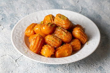 Traditional Turkish Desserts Tulumba (Turkish name; Tulumba Tatlisi)