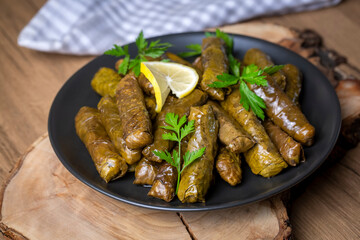 Traditional delicious Turkish foods; stuffed leaves (yaprak sarmasi)