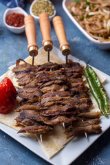 Traditional delicious Turkish food; Oltu cag kebabi, doner grilled kebab from Erzurum cuisine