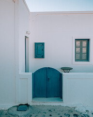 Blue door in Santorini alley 