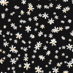 Summer background. seamless pattern with daisy flowers. Trendy print endless texture. Spring blossom floral illustration
