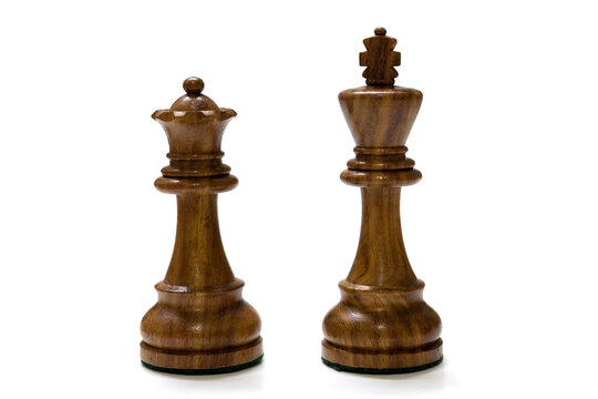 Wooden chess pieces isolated on white background