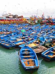 Fototapeta na wymiar boats in the harbor at Essaouira, Morocco