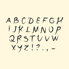 Alphabet written with brush pen