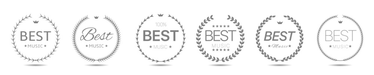 Best music award grey laurel wreath Vector
