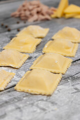 Homemade pasta ravioli