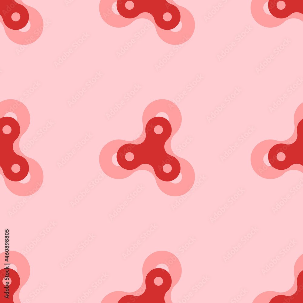 Poster seamless pattern of large isolated red spinner symbols. the elements are evenly spaced. vector illus