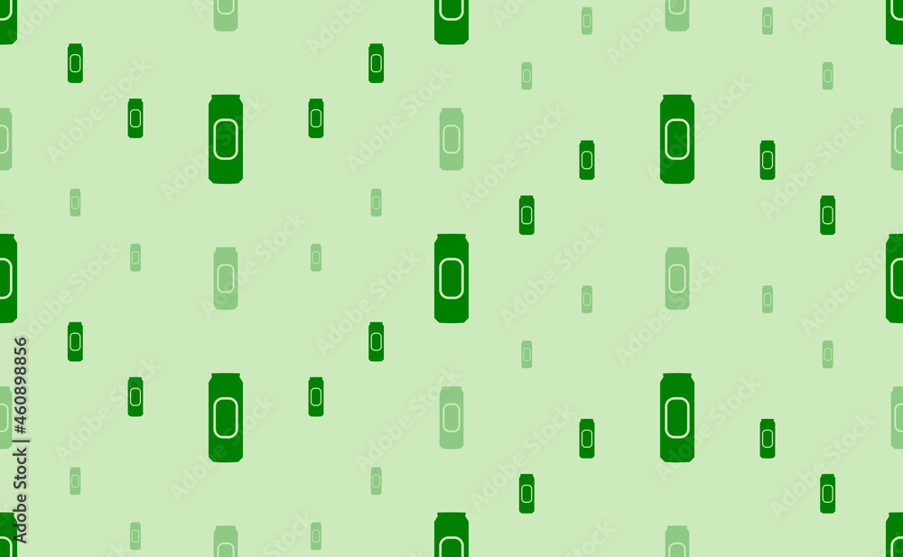 Poster seamless pattern of large and small green beer can symbols. the elements are arranged in a wavy. vec