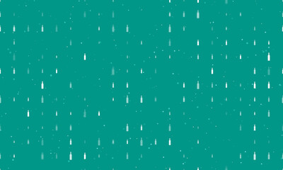 Seamless background pattern of evenly spaced white beer bottle symbols of different sizes and opacity. Vector illustration on teal background with stars