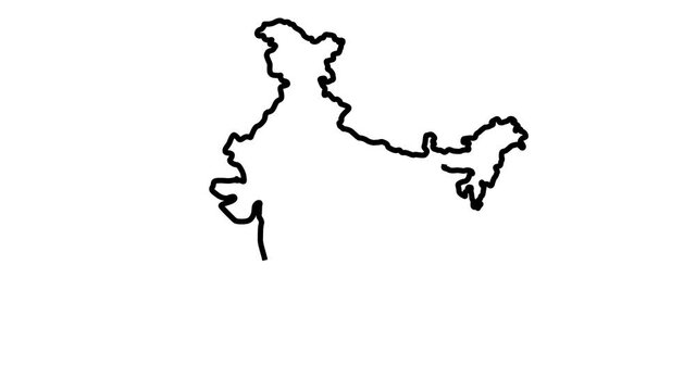 map of India with flag. video illustration. 