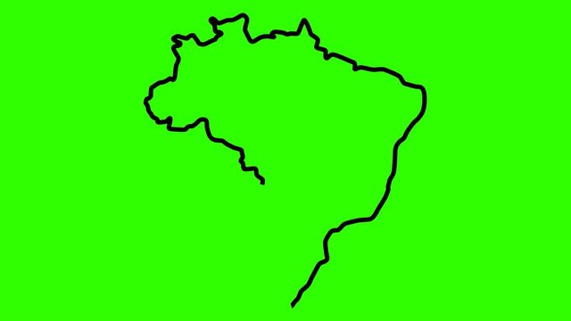 map of Brazil with flag. video illustration. 