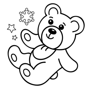 Coloring Page Outline Of little toy teddy bear. Coloring book for kids
