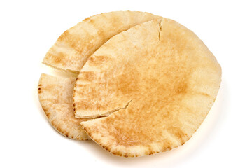 Pita bread, isolated on white background.