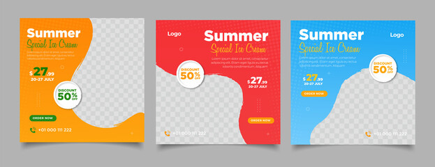 Special ice cream menu promotion social media post banner template	
