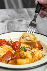 closeup Italian pasta homemade