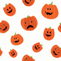 Vector pattern with cute pumpkins