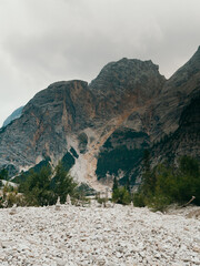 Travel Italy Mountain lake Braise Italian Alps reflection in autumn 