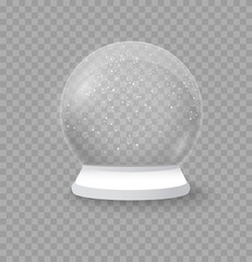 Christmas crystal snow ball, winter in glass ball.