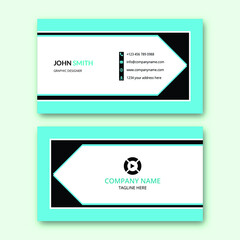 Company business card in blue color
