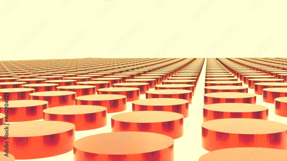 Poster waves on surface from falling circle. design. rows of disks moving in waves from falling ball. ball 