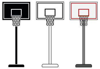 Basketball Net Clipart Set - Outline, Silhouette and Color © ATerra