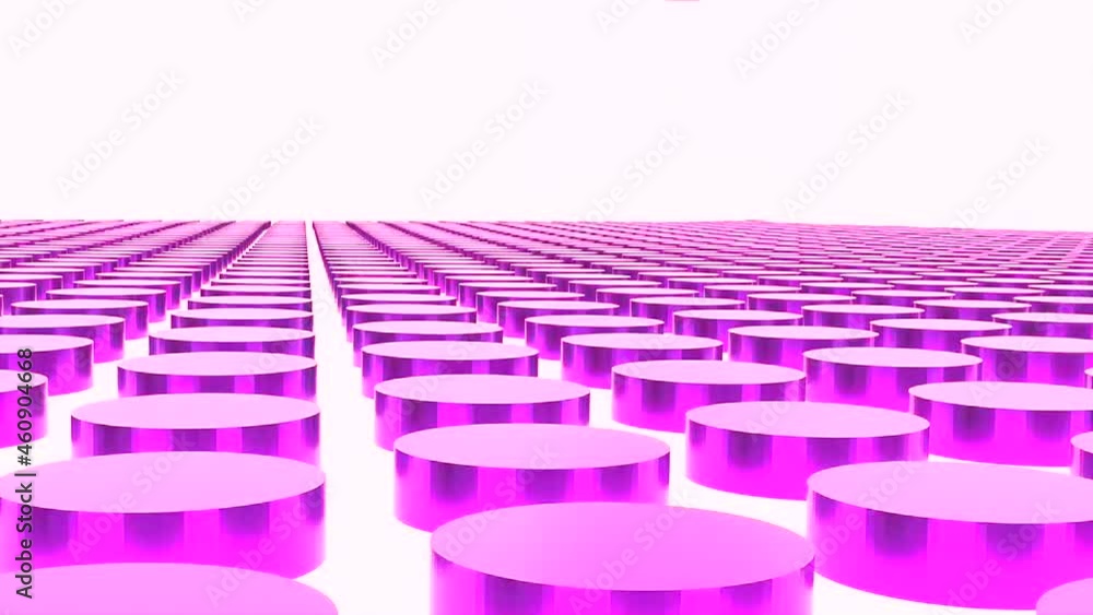 Poster vibrations on surface from ball. design. 3d field of disks moving like waves on white background. ba