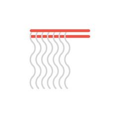 Red chopsticks holding glass noodles vector icon. Noodles on chopsticks illustration for restaurant menu or delivery website. Thin line style symbol isolated