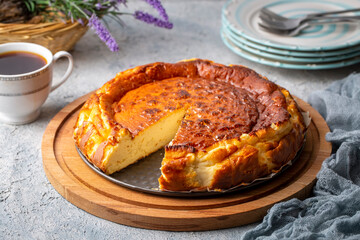Basque burnt cheesecake homemade style, San Sebastian cake