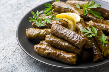 Traditional delicious Turkish foods; stuffed leaves (yaprak sarmasi)