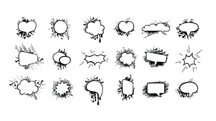 Vector Speech Bubble Set, Splatters Background, Design Elements Set, Grunge Style Different Paint Splashes and Blank Frames.