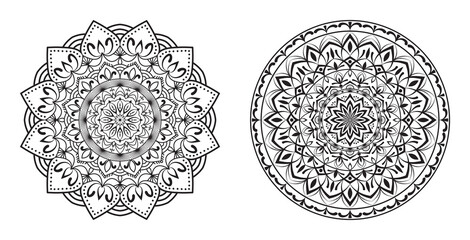 Decorative Mandala Ornamental Design For Coloring Page Kdp With Arabic Islamic Pattern Style, Black or White Color Premium Vector.