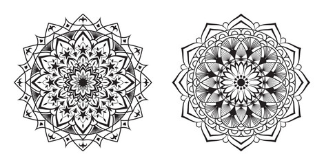 Decorative Mandala Ornamental Design For Coloring Page Kdp With Arabic Islamic Pattern Style, Black or White Color Premium Vector.