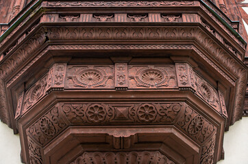 Architectural details at the Peles Castle in Sinaia city - Romania 28.Sep.2021 It is a palace built between 1873 and 1914 as the summer residence of the kings of Romania