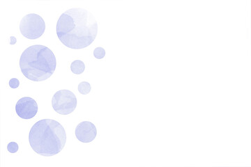 Circles of different diameters painted in watercolor. Monochrome on a white background.