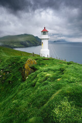 Fototapeta na wymiar Mykines Holmur Lighthouse on Faroe Islands