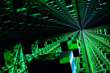 Green shiny cubes in the matrix