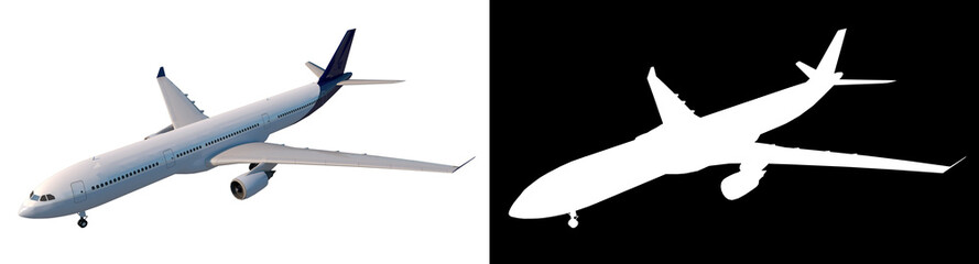 Airplane 2 - Perspective F view white background alpha png 3D Rendering Ilustracion 3D