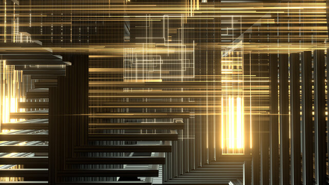 Abstract science and technological illustration. Futuristic virtual cyber space background. 3d illustration