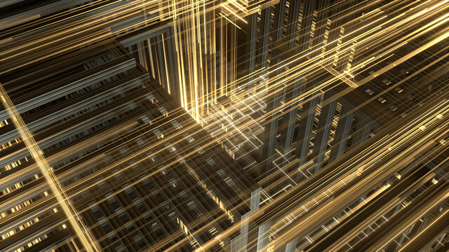 Abstract science and technological illustration. Futuristic virtual cyber space background. 3d illustration