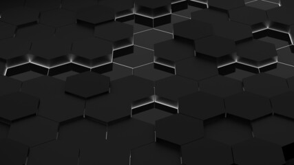 3D Background Hexagon Black
