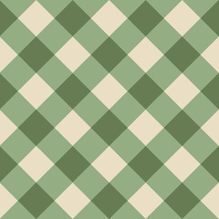 Vector seamless pattern of checkered texture isolated on green background