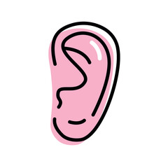 Ear color line icon. Human part of head. Concept of Listen, Hear. Vector illustration