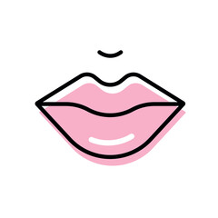 Lips line Icon. Mouth symbol of taste, sex, romantic. Vector illustration on white