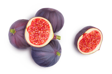 fig fruits isolated on white background with clipping path. Top view. Flat lay
