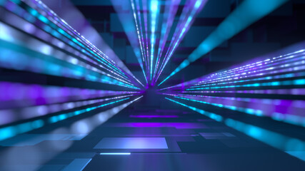 Fototapeta premium Futuristic background with multicolour laser beams. Entertainment and video games concept. 3d rendering