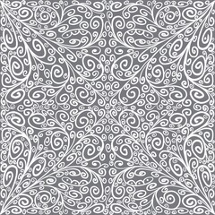 White seamless pattern with elements on gray background